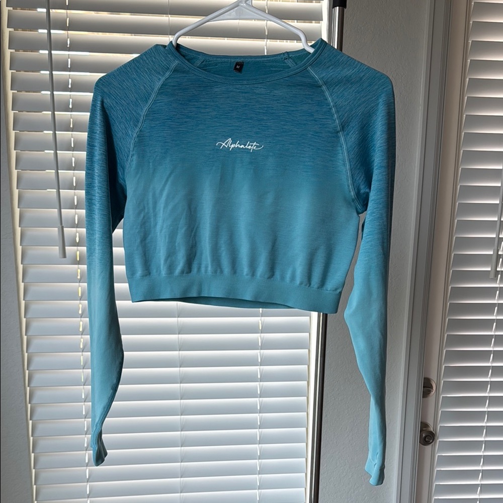 Alphalete Blue Cropped Long Sleeve Sweatshirt